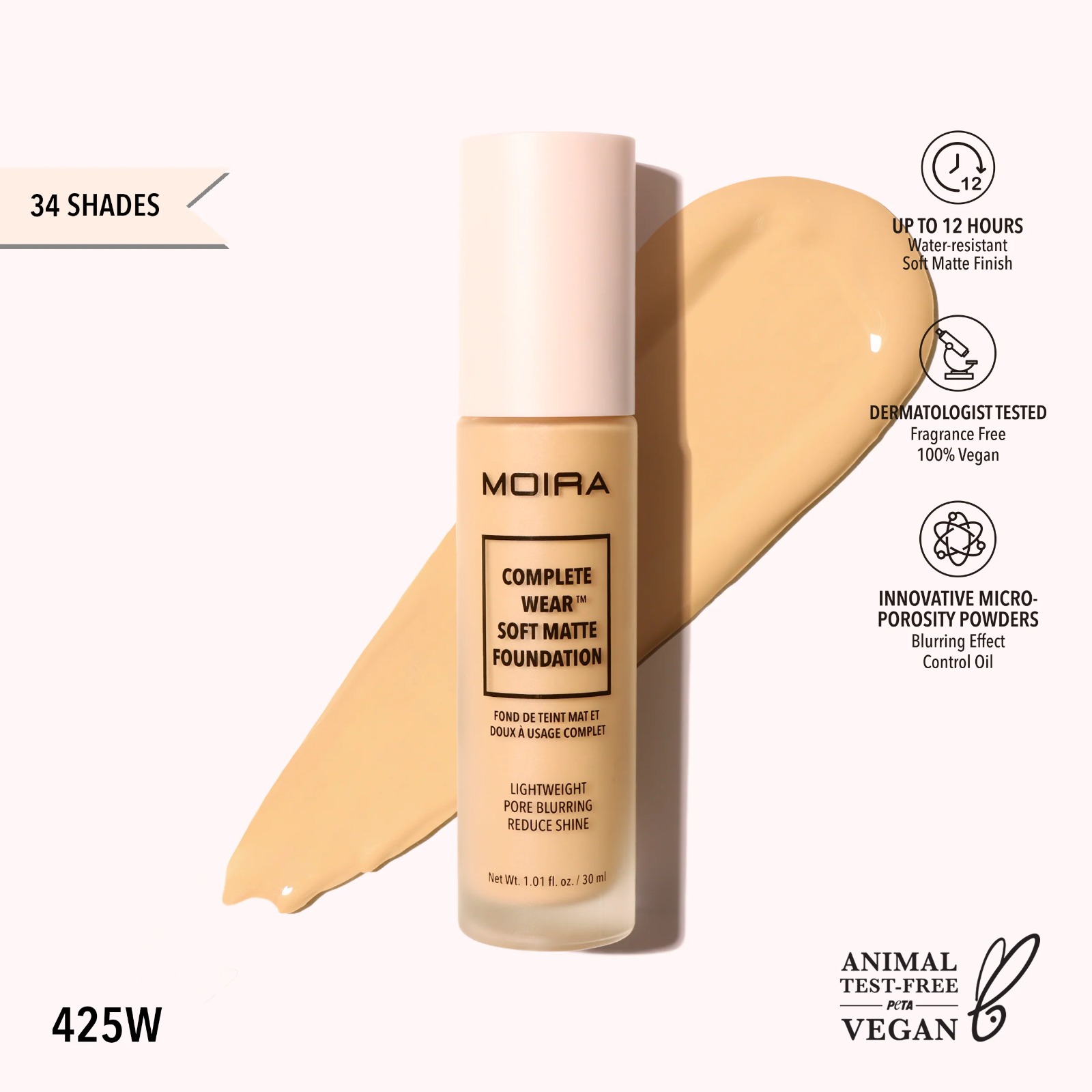 Complete wear soft matte foundation 425w - moira