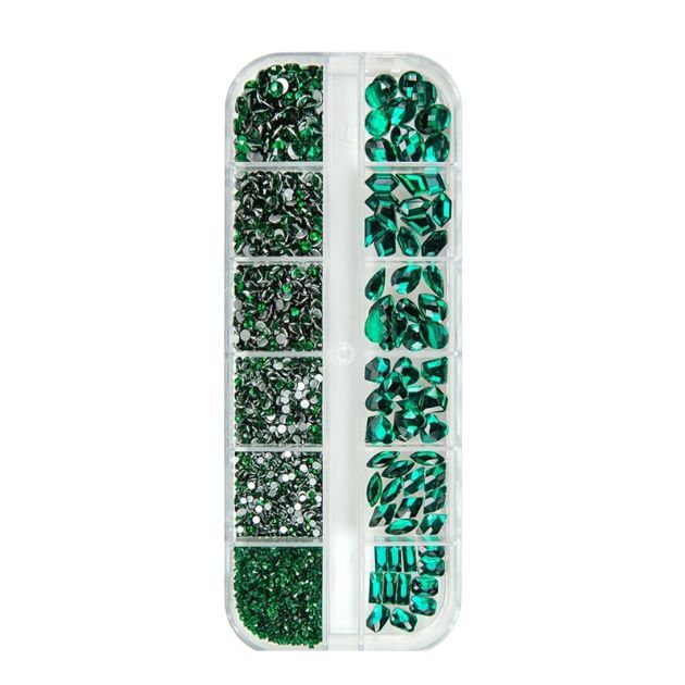Set de decoración cristales verdes - nail accesories