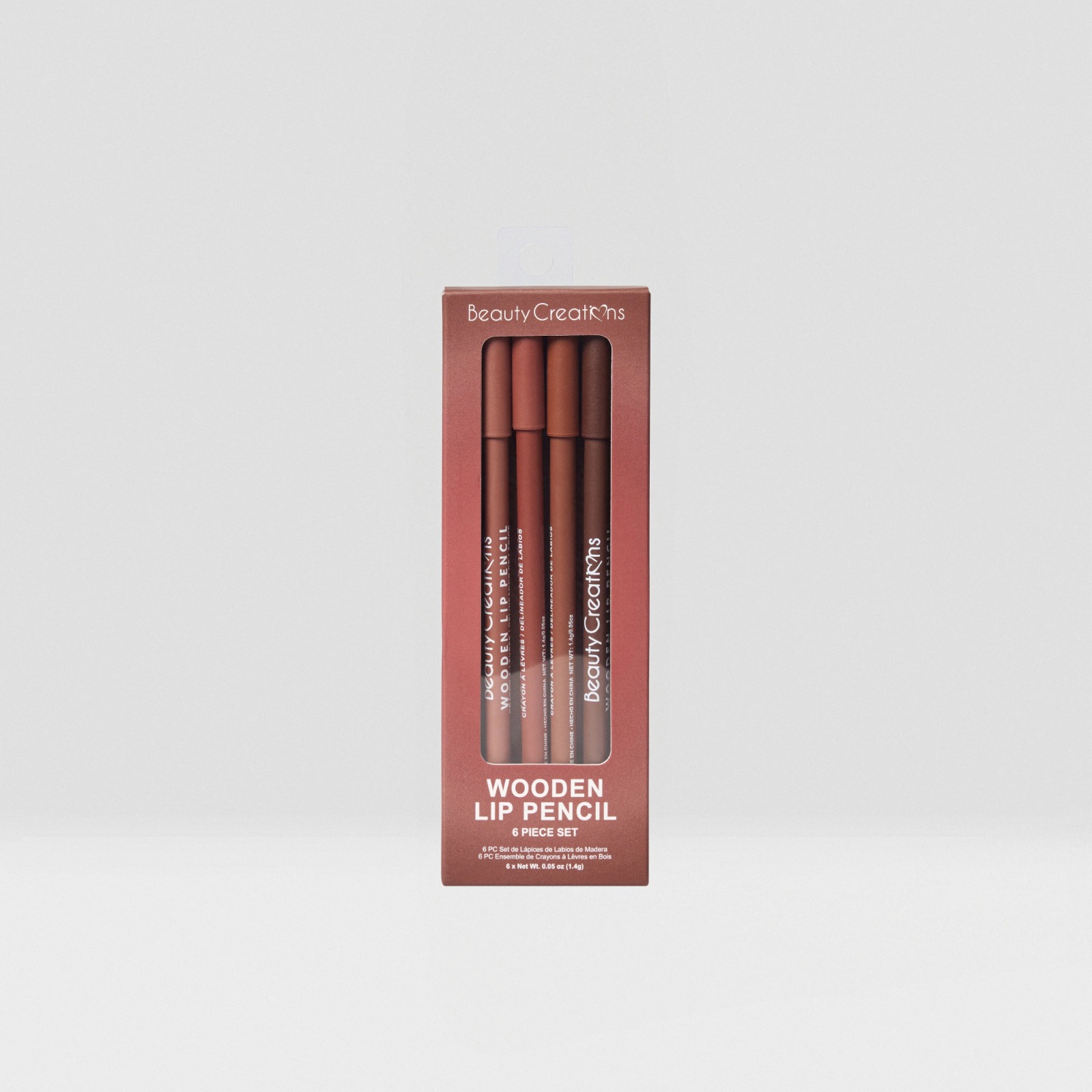Wooden lip pencil set - beauty creations 6 pcs