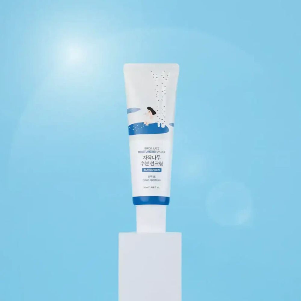 Protector solar hidratante de abedul - round lab SPF 45+ de amplio espectro