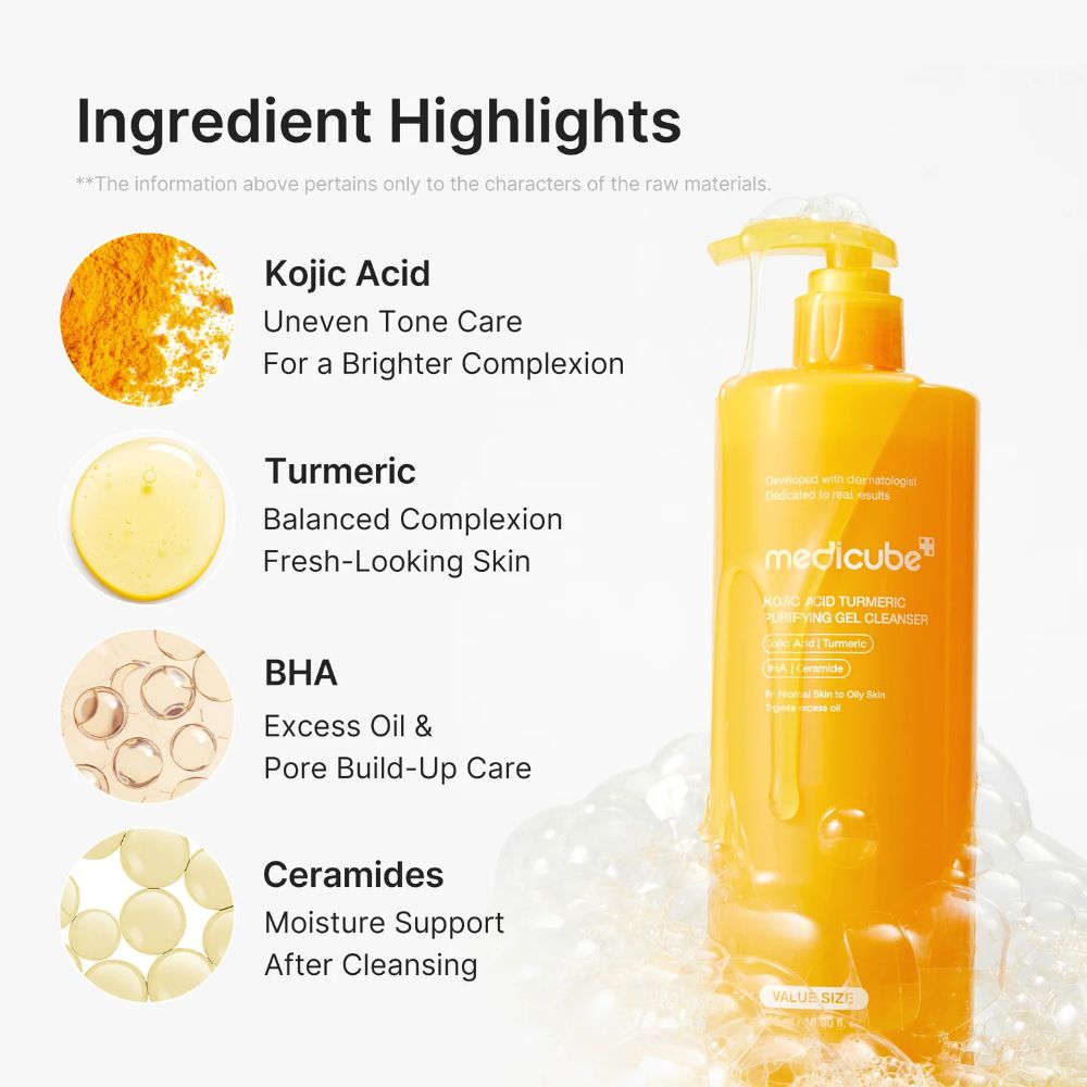 Gel limpiador facial kójico y cúrcuma - medicube 500ml - Image 4